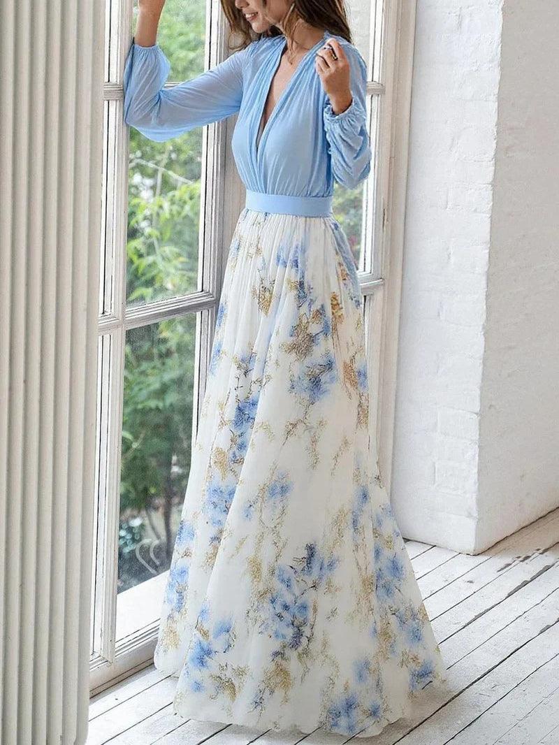 Tilda | Dress maxi with floral print mozzafiato and V-neck