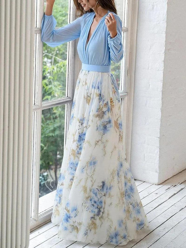 Tilda | Dress maxi with floral print mozzafiato and V-neck