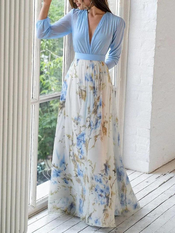 Tilda | Dress maxi with floral print mozzafiato and V-neck