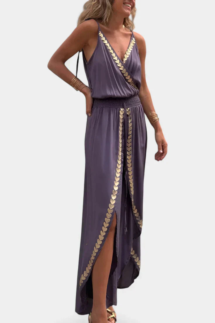 Abigail - Monochrome Dress with Gold Details