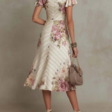 Isla | Satin Floral Midi Dress