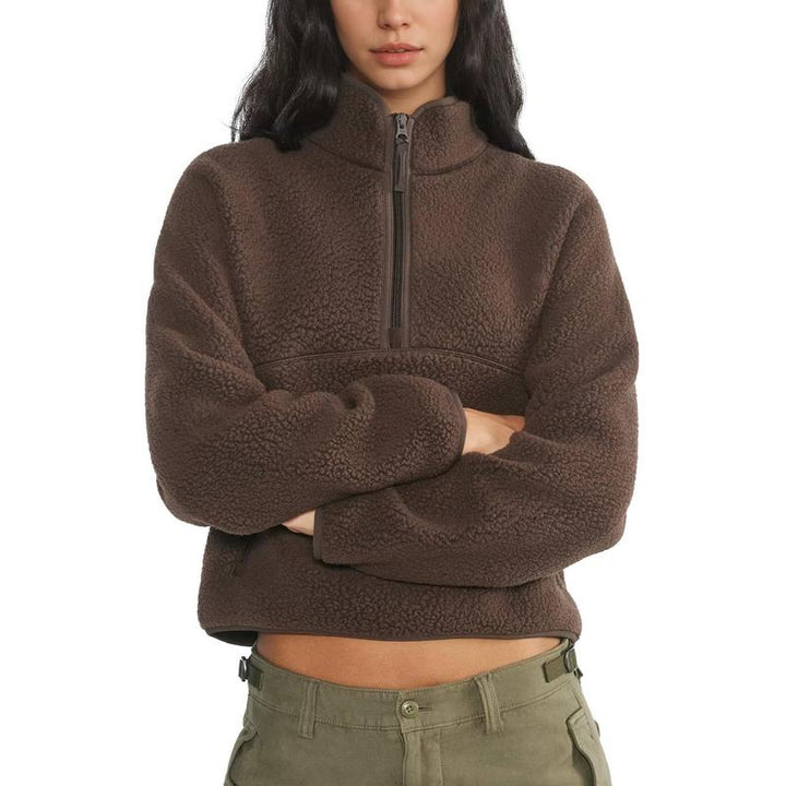 Natalie | Fuzzy Warm Half-Zip Cropped Fleece Pullover