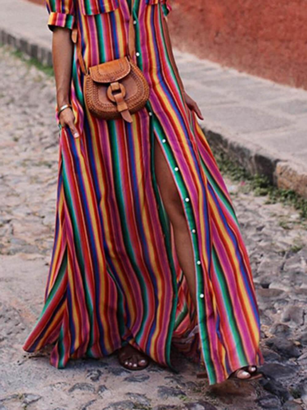 Finya | Maxi skirt made of striped print for a summery casual look