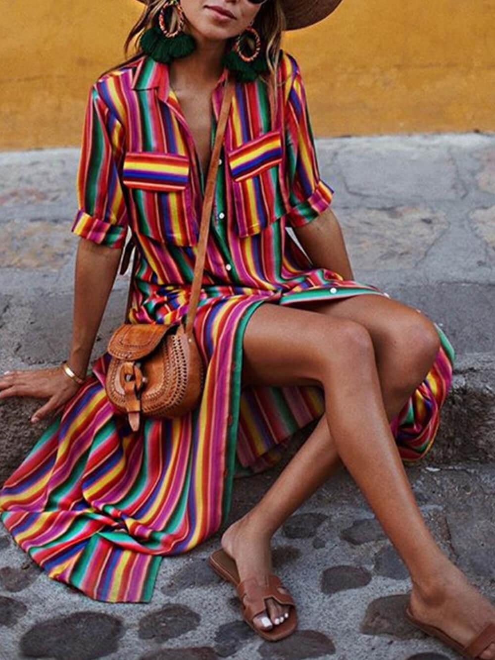 Finya | Maxi skirt made of striped print for a summery casual look