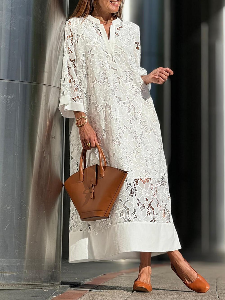 Magdalena | Midi dress with V-neck floral glamor for the beach