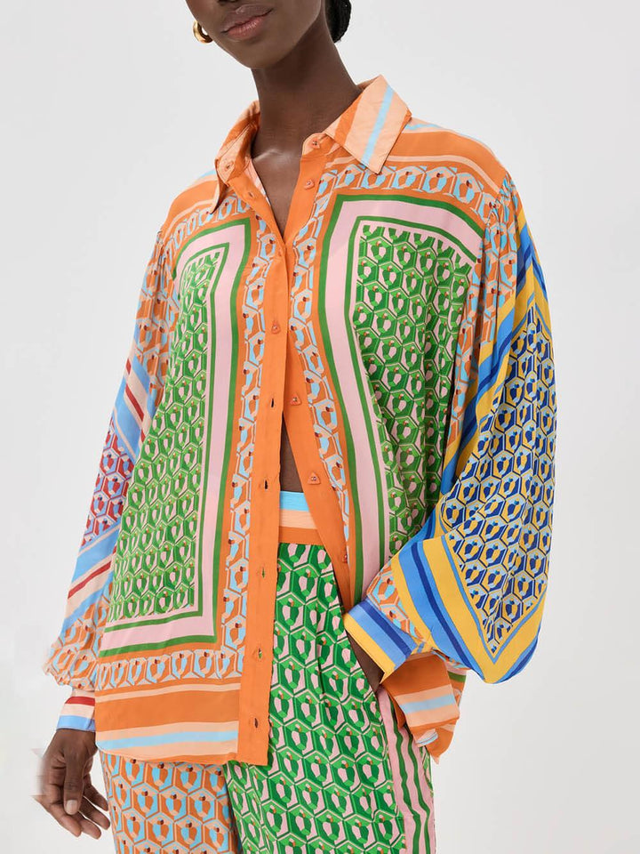 Anneliese | Unique blouse Colorata with a tropical look