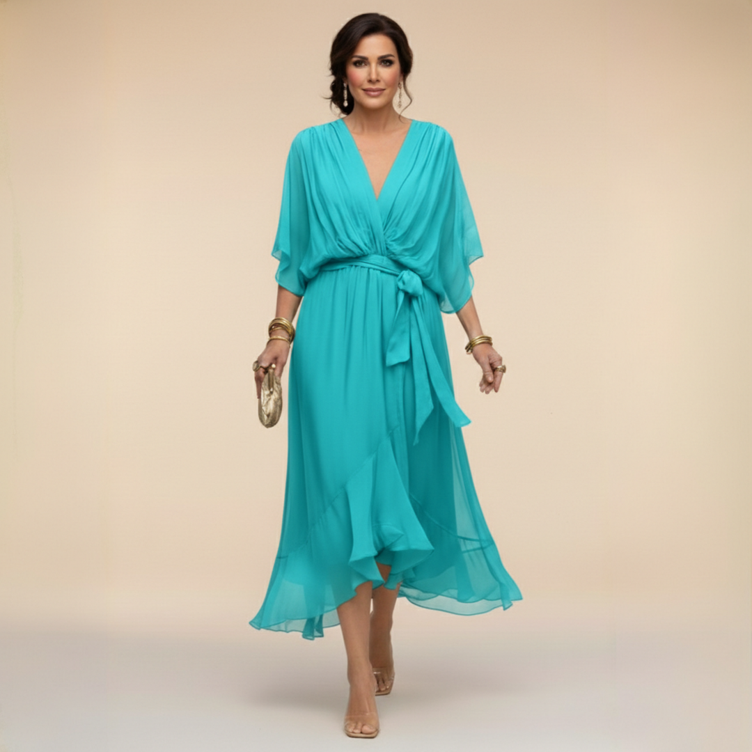 Regina | Chiffon dress with scollo with V