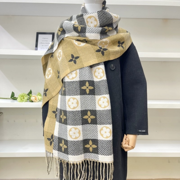 Gemma | Comfy Warm Plaid Double Side Tassel Scarf