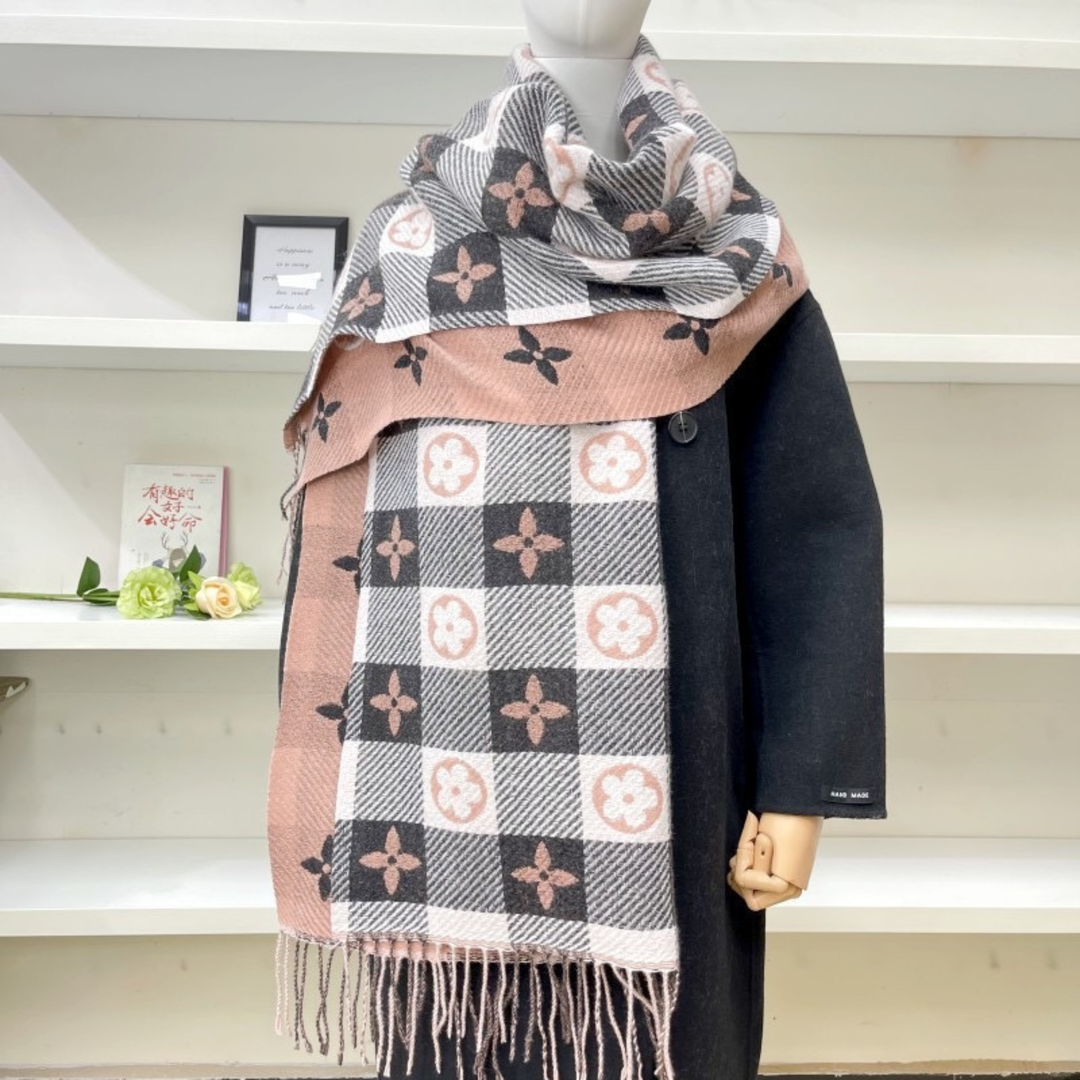 Gemma | Comfy Warm Plaid Double Side Tassel Scarf