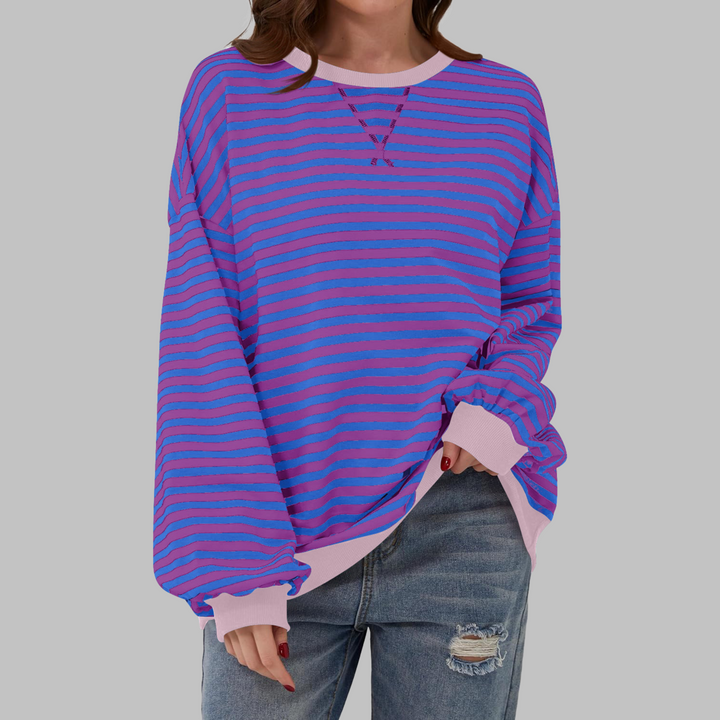 Yasmin | Casual Long Sleeve Round Neck Striped Shirt