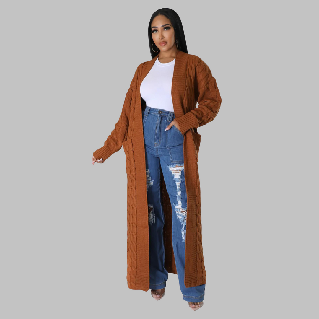 India | Casual Long-Sleeve Long Cardigan