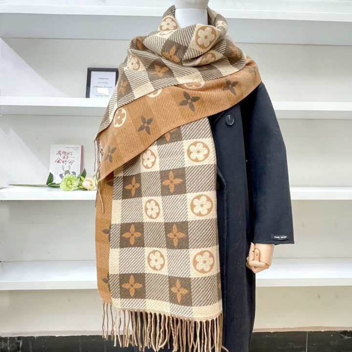 Gemma | Comfy Warm Plaid Double Side Tassel Scarf