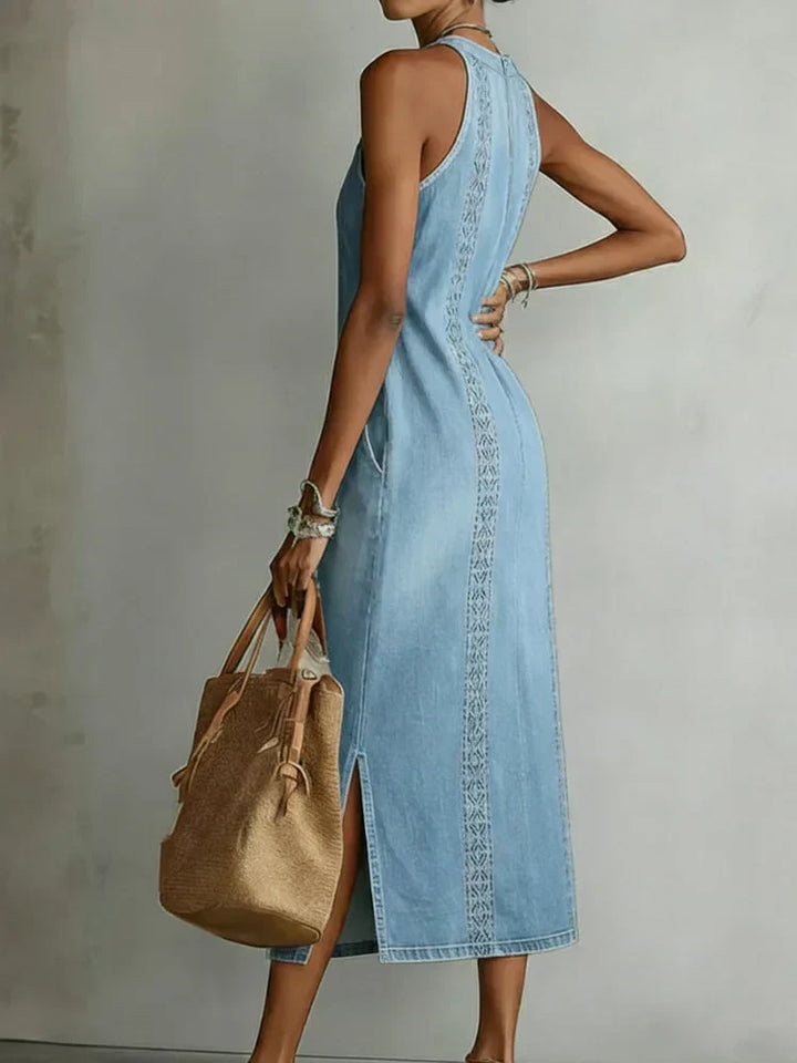 Zoe - Retro Lace Denim Dress