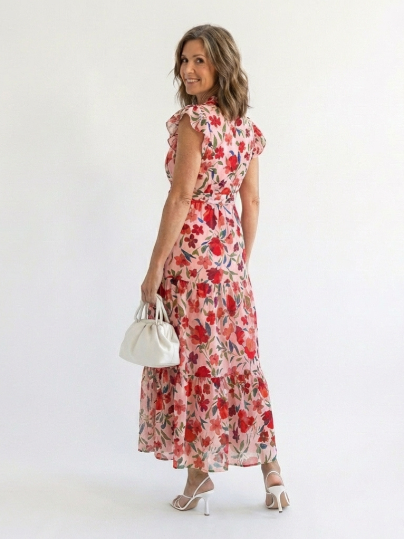 Arabella Floral Tiered Midi Dress