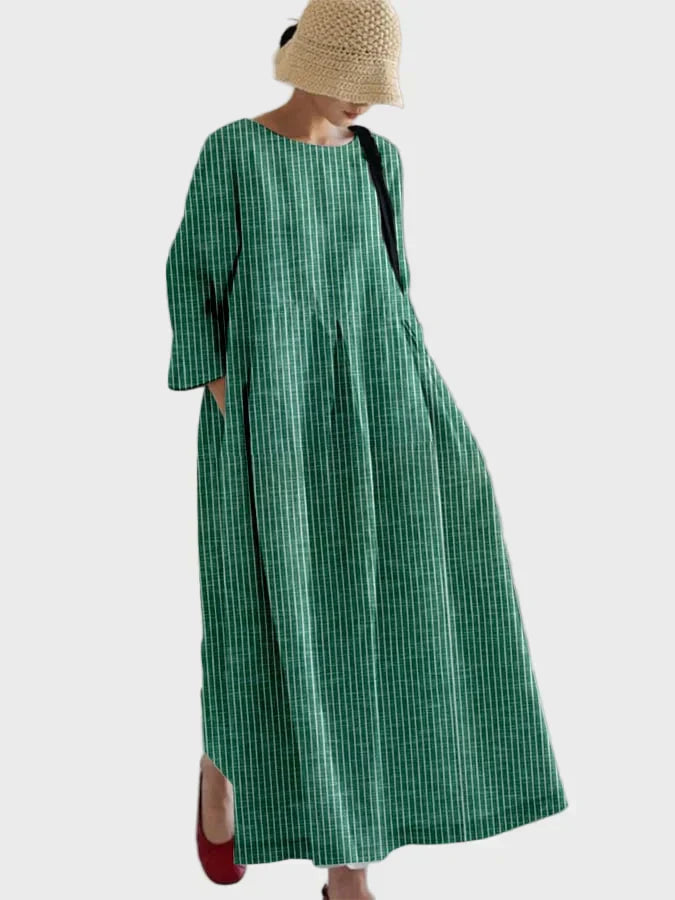Grace Red Stripe Loose-Fit Long Dress