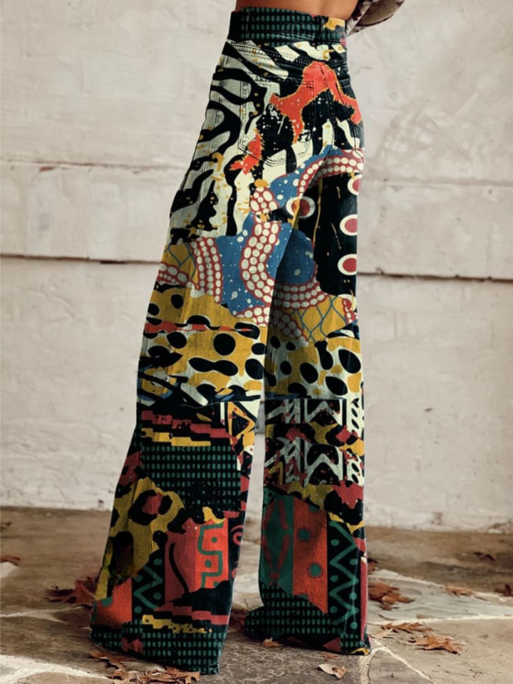 Poppy | Artistic Print Wide-Leg Pants