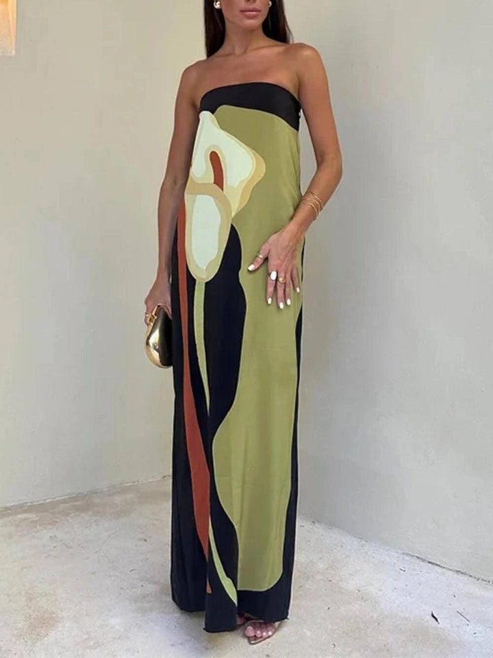 Ursula | Maxi evening dress with sleeveless print from style costiero