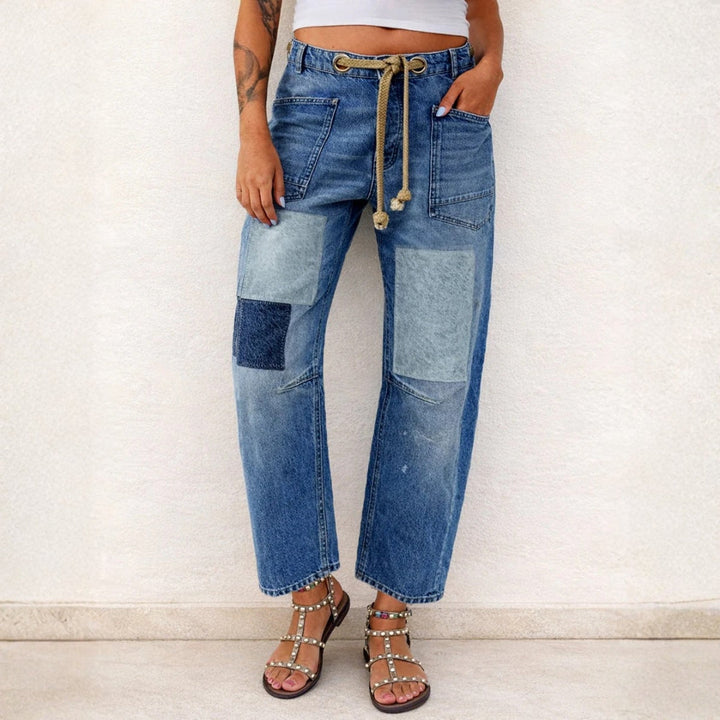 Aria - Patchwork Drawstring Jeans