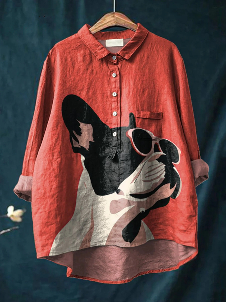 Zoe | Casual T-shirt with a decorative French Bulldog motif