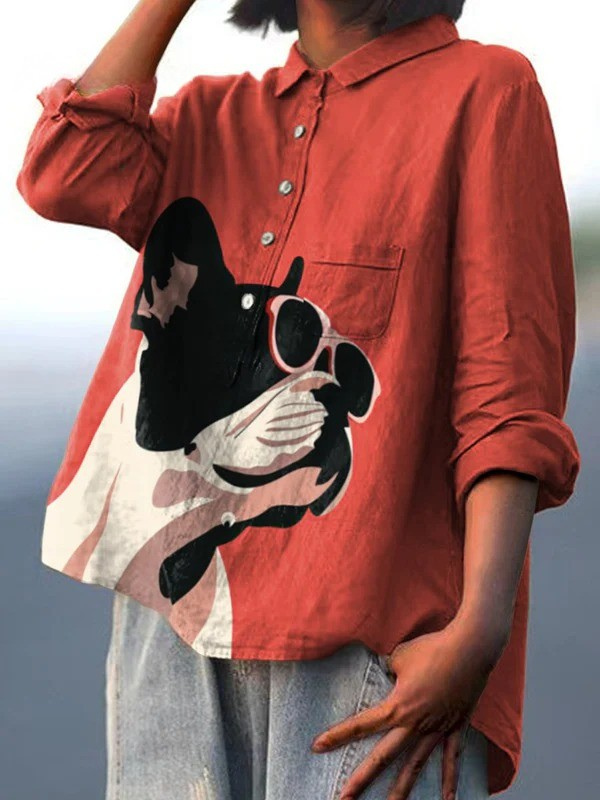 Zoe | Casual T-shirt with a decorative French Bulldog motif