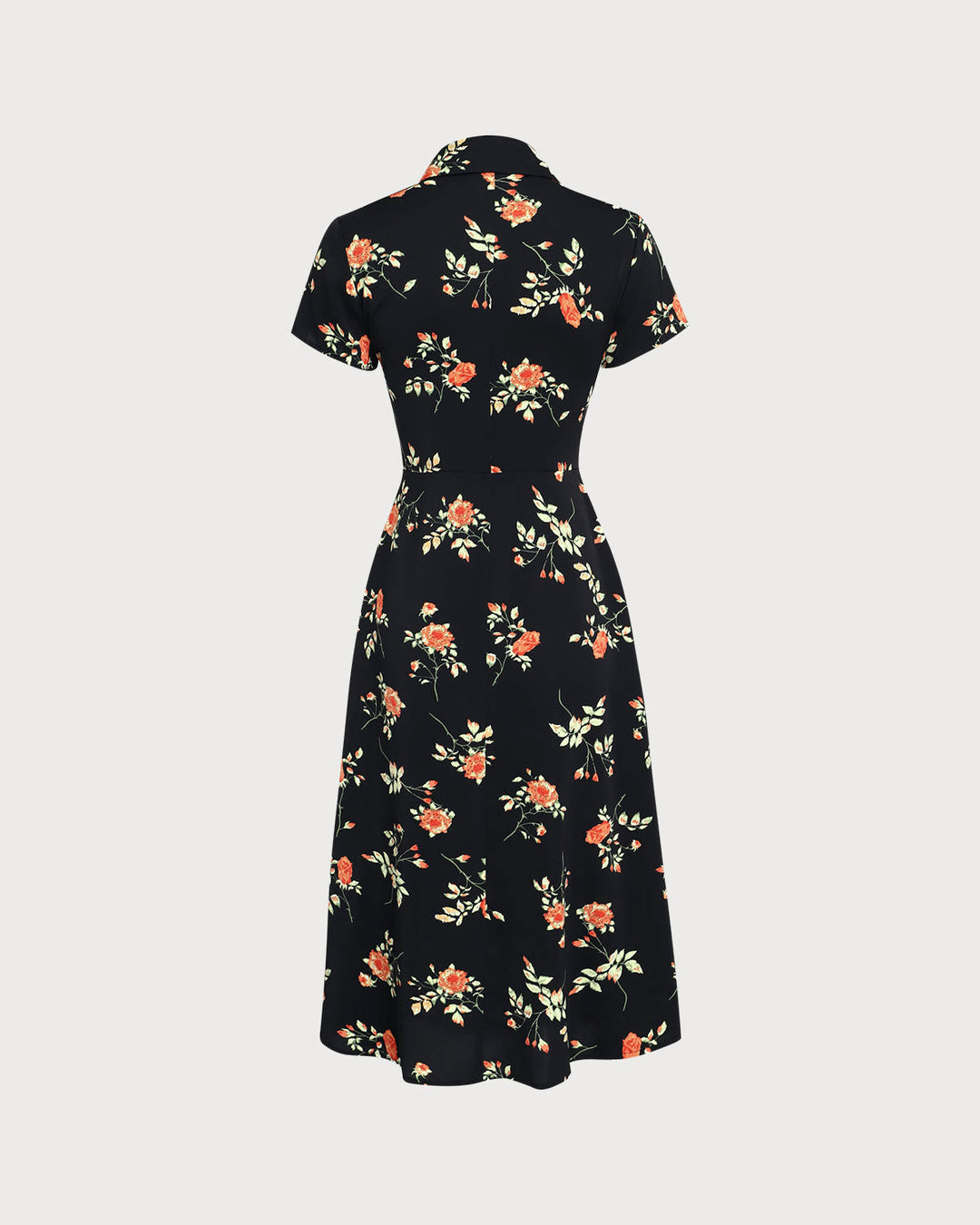 Amelia - Black Floral Button Midi Dress