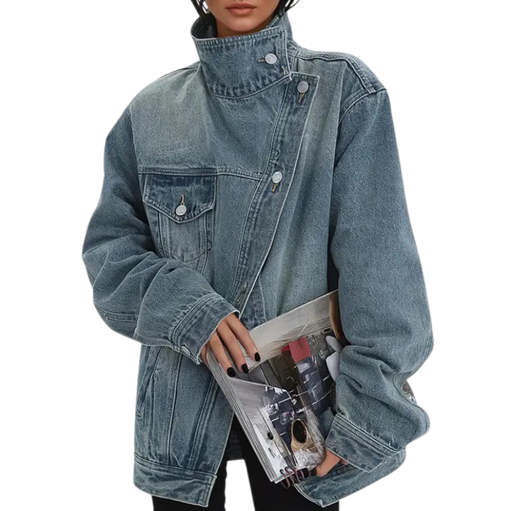 Olivia | Vintage Washed High Neck Asymmetric Jacket
