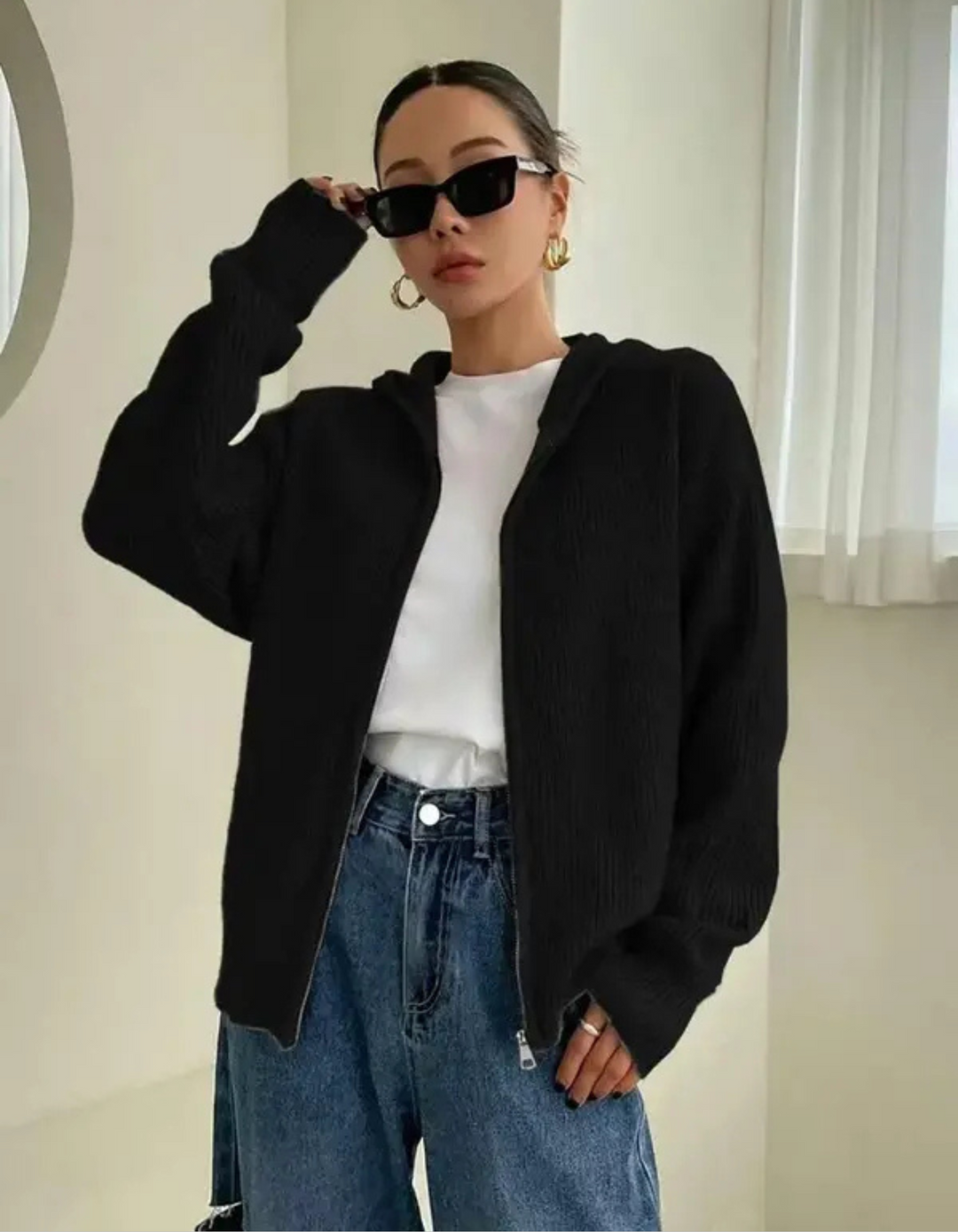 Vanessa | Casual Zip-Up Hooded Long Sleeve Cardigan