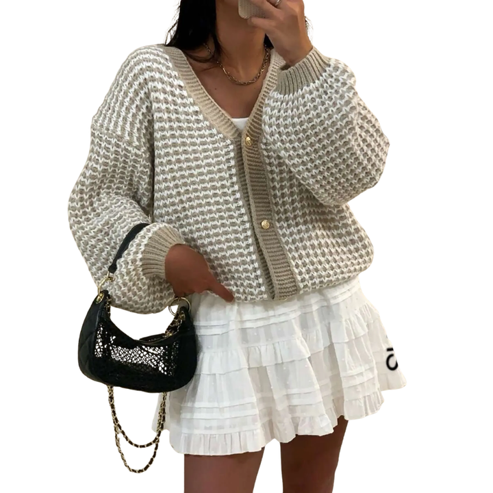 Matilda | Cosy Colorblock Button Cardigan Sweater
