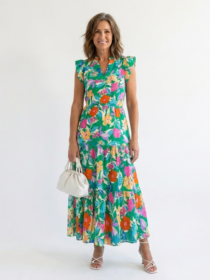 Arabella Floral Tiered Midi Dress