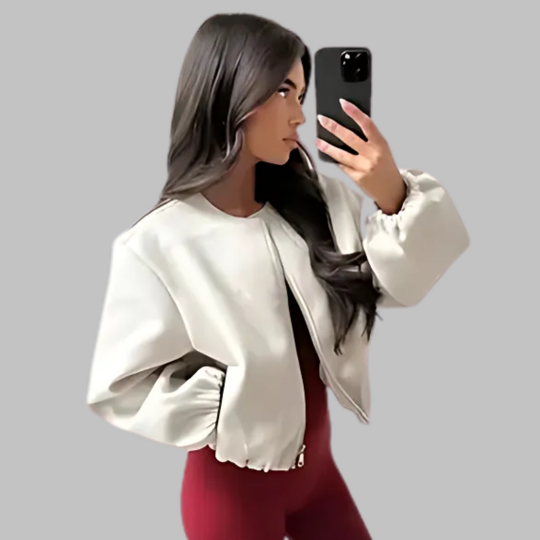 Elsie | Chic Long Sleeve Zipper Crop Top Jacket