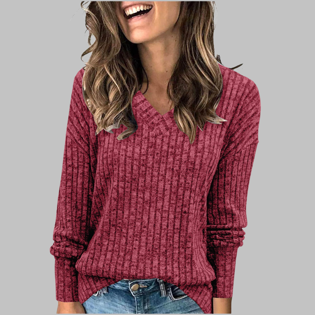 Jasmine | Comfy V-Neck Long Sleeve Top