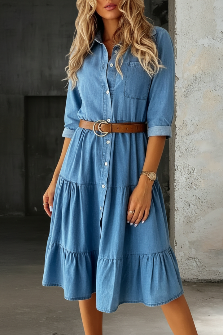 Olive - Casual Elegant Denim Dress