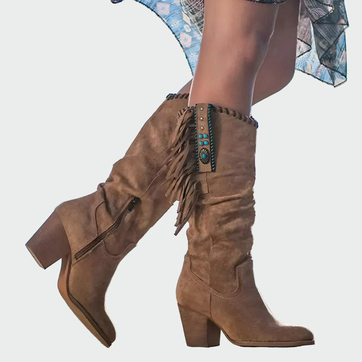 Isla - Comfortable Suede Cowboy Ankle Boots