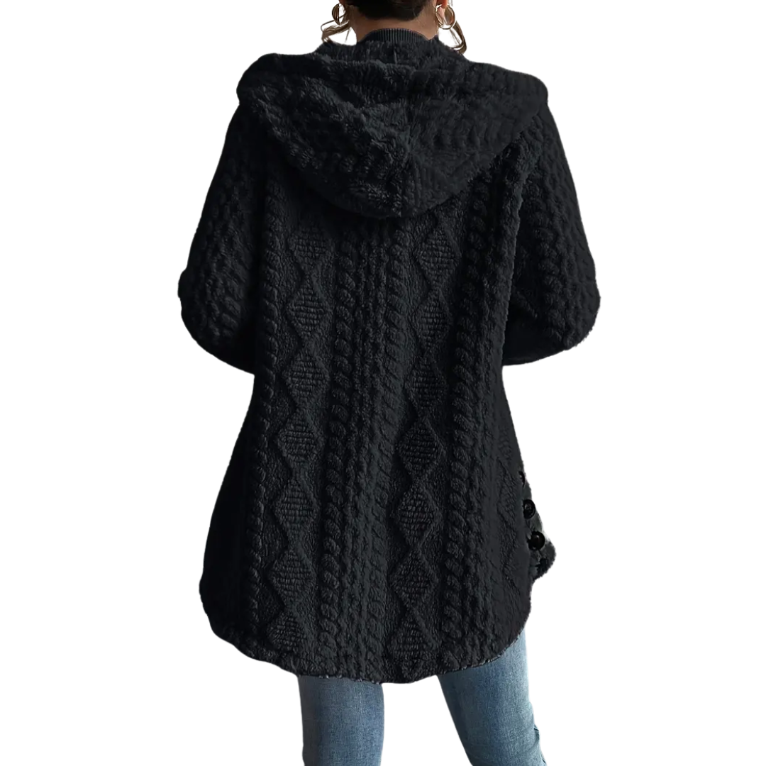 Amelia | Cosy Jacquard Fuzzy Hooded Cardigan