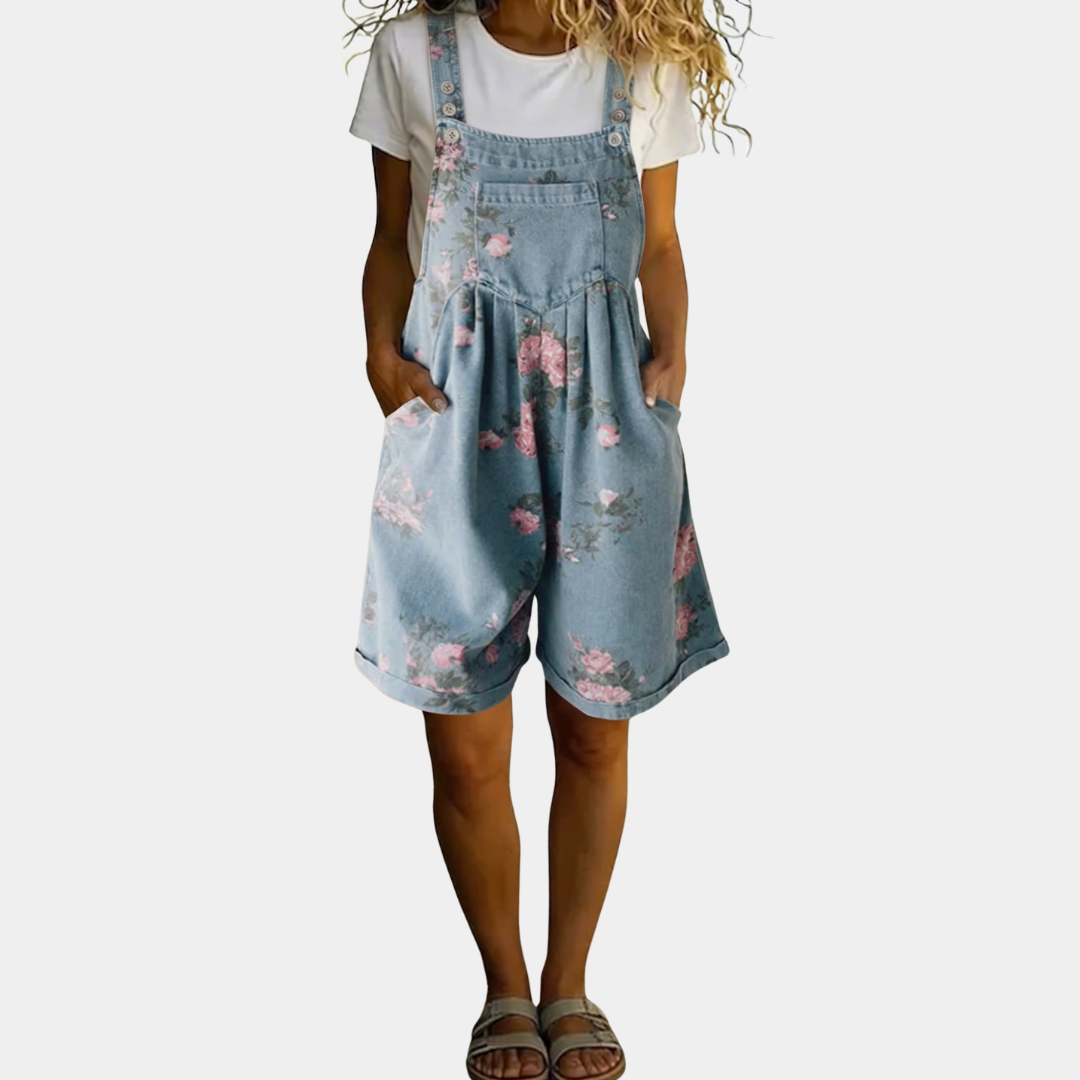 Summer - Floral Denim Jumpsuit