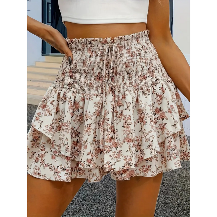 Vanessa | Lightweight Shirred Layered Summer Skort