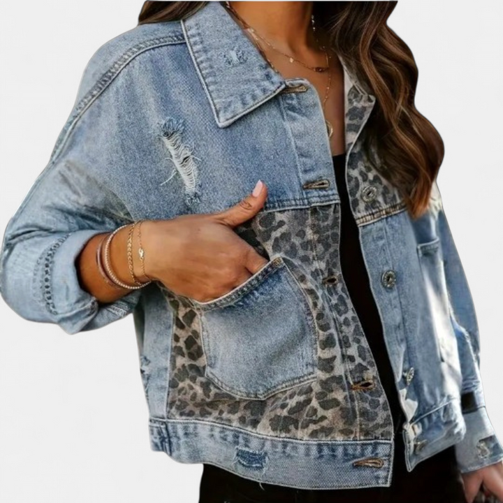 Alice | Wild Leopard Patch Denim Jacket