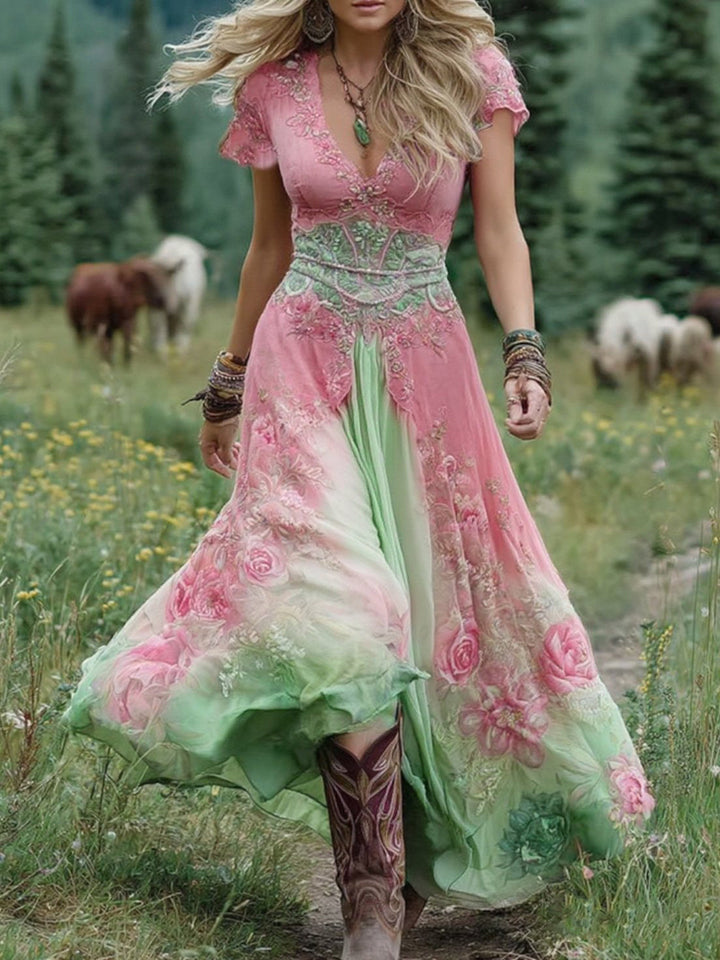 Jasmine - Floral High-Low Maxi Dress