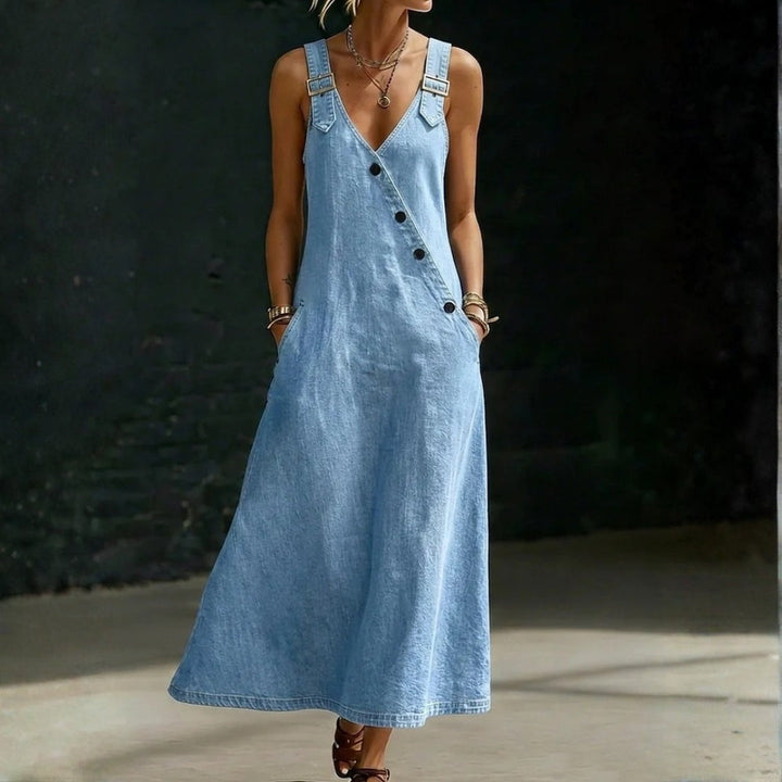 Lucy - Long Denim Button Down Dress