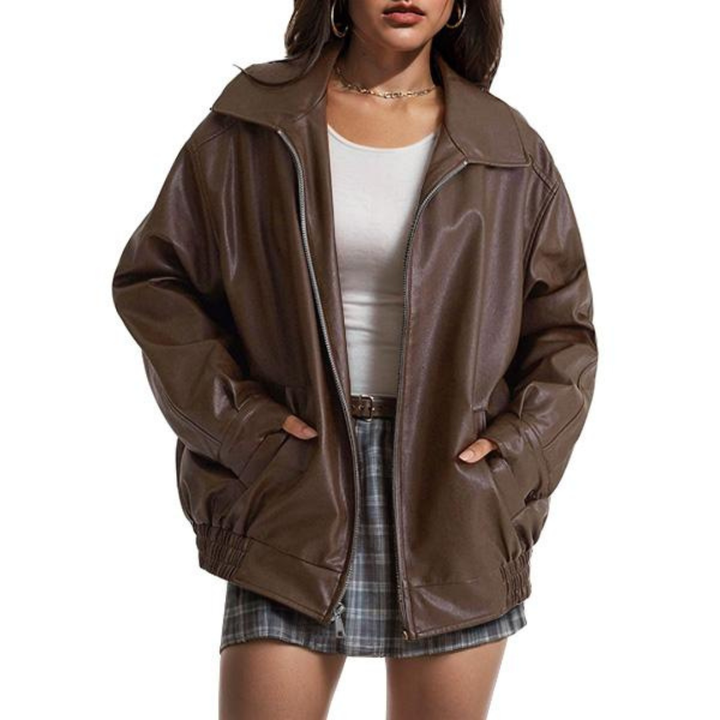 Lara | Trendy Oversized Leather Faux Suede Jacket for Fall Fashion
