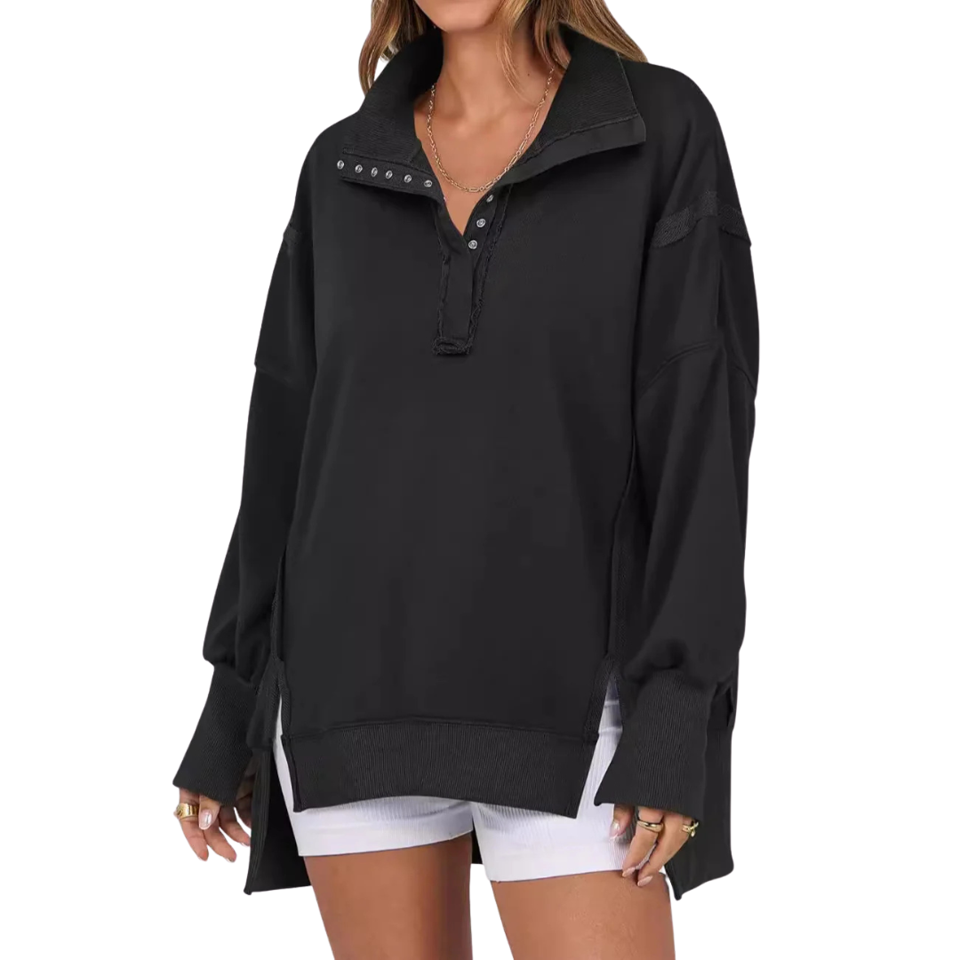 Matilda | Loose Fit High-Low Split Hem Casual Sweatshirt