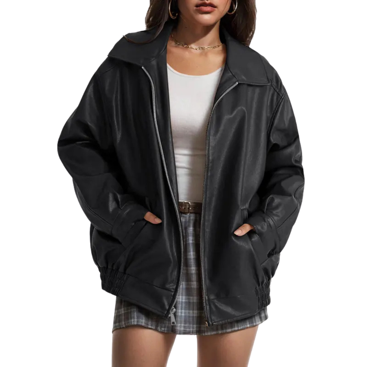 Lara | Trendy Oversized Leather Faux Suede Jacket for Fall Fashion