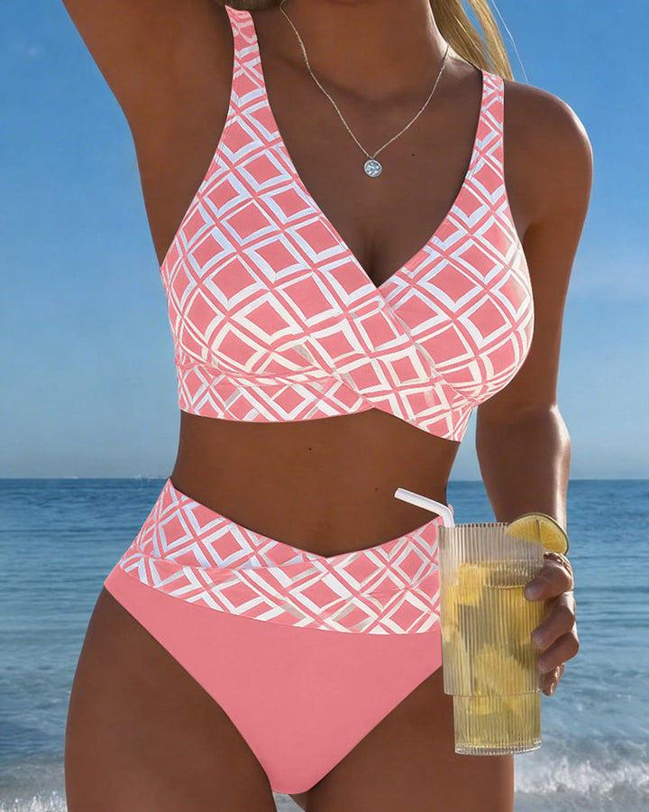 Paige - Two-Piece Bikini with Cut-Out Top and Diamond Pattern