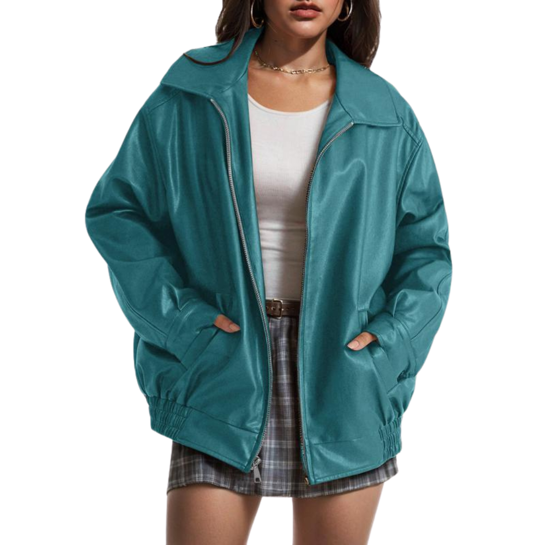 Lara | Trendy Oversized Leather Faux Suede Jacket for Fall Fashion