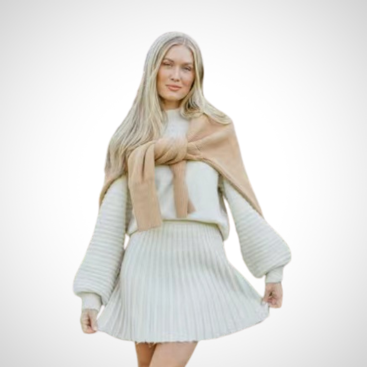 Bianca | Elegant Ribbed Knit Two-Piece Fall Outfit