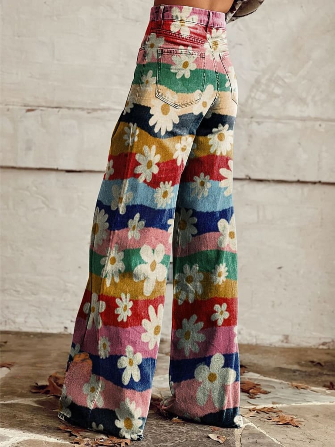 Jasmine | Retro Floral Wide-Leg Pants