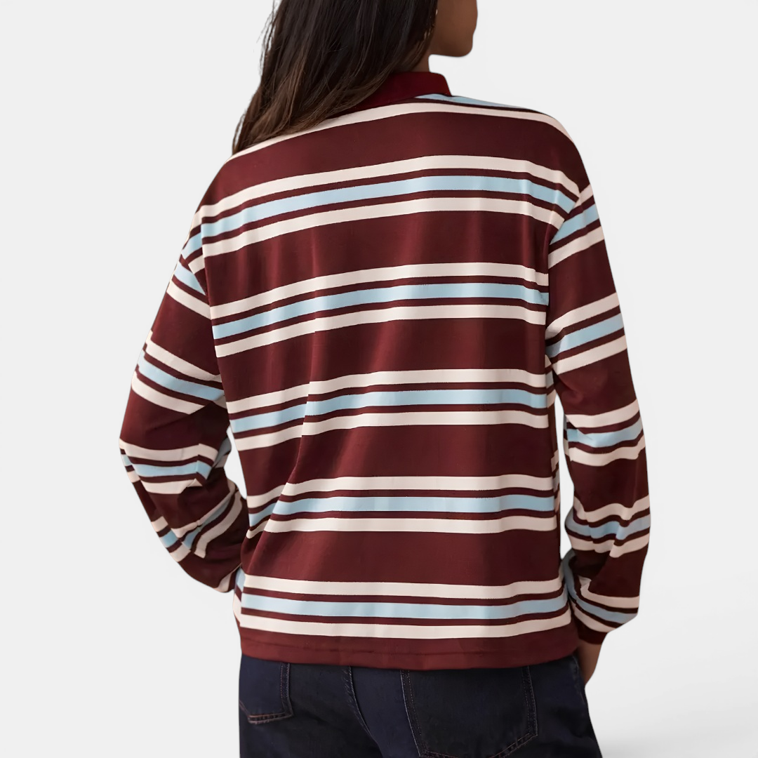 Hayley | Retro Stripe Contrast Polo Tee