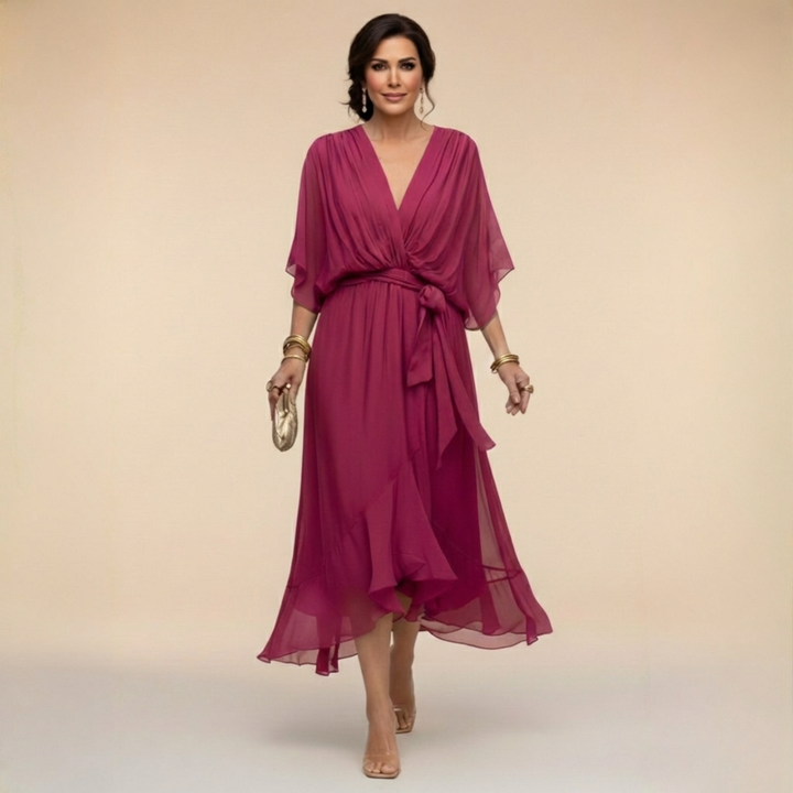 Regina | Chiffon dress with scollo with V