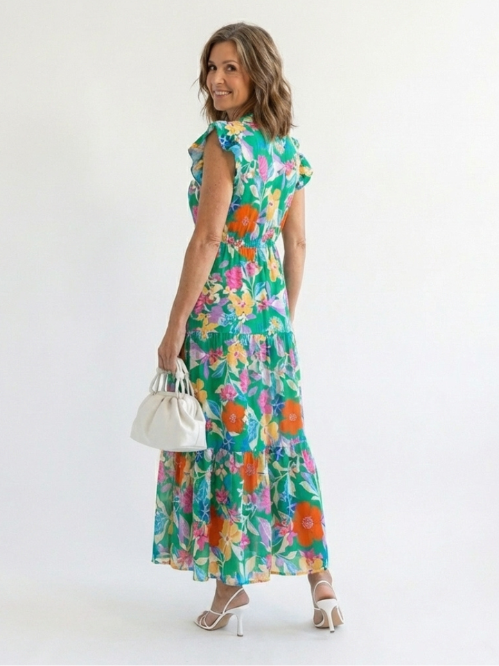 Arabella Floral Tiered Midi Dress