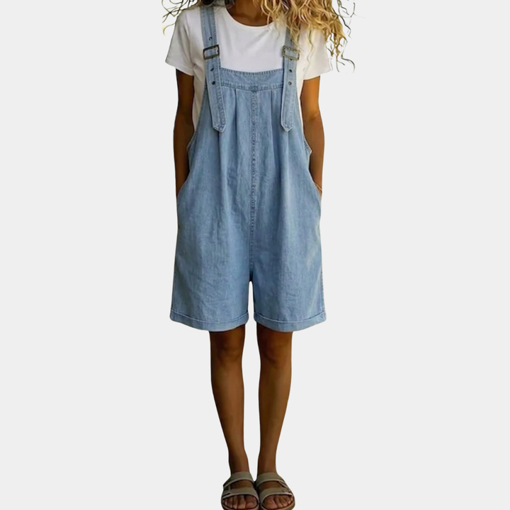 Millie - Short Denim Jumpsuit with Soft Cotton Touch